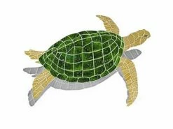 Ceramic Mosaic Sea Turtle Brown Right Facing With Shadow Large | 28" X 38" | STSBRORL