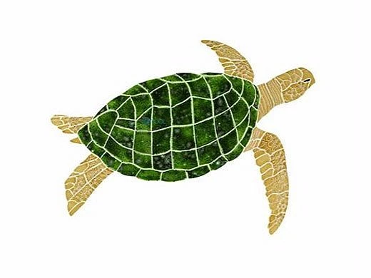 Ceramic Mosaic Sea Turtle Brown Right Facing Large | 27" X 35" | STUBRORL 3 Ceramic Mosaic Sea Turtle Brown Right Facing Large | 27" X 35" | STUBRORL