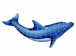 Artistry In Mosaics Dolphin Right Mosaic | Medium - 20" X 40" | DOLBLURM
