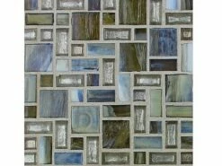National Pool Tile Cosmopolitan Mosaic Glass Tile | Latte Silver | COS-PARIS