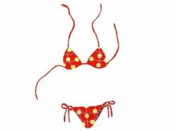 Artistry In Mosaics Bikini Red With Yellow Polka Dots Mosaic | 29" X 20" | BYEREDOM