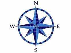Artistry In Mosaics Eight Point Compass Blue Mosaic | 42" X 41" | CEIBLUL