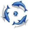 Artistry In Mosaics Dolphin Group Shadow With Blue Ball - Medium Mosaic | 67" X 67" | DSHGRPM-BL