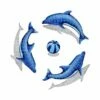 Artistry In Mosaics Dolphin Group Shadow With Blue Ball - Small Mosaic | 48" X 48" | DSHGRPS-BL -Hayward Shop 156591 0 2016215151831