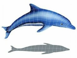 Artistry In Mosaics Dolphin In The Sun With Shadow Mosaic | A - 31" X 42" | DISBLUA