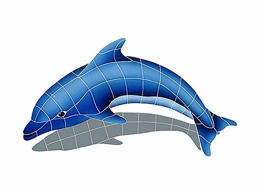 Artistry In Mosaics Dolphin Left With Shadow Mosaic | Small - 19" X 30" | DSHBLULS 3 Artistry In Mosaics Dolphin Left With Shadow Mosaic | Small - 19" X 30" | DSHBLULS