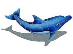 Artistry In Mosaics Dolphin Right With Shadow Mosaic | Medium - 22" X 40" | DSHBLURM