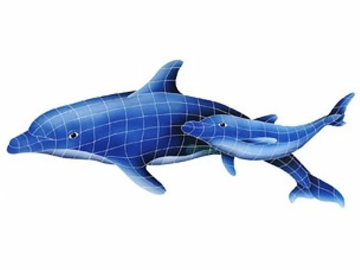 Artistry In Mosaics Dolphin Pair Mosaic | 24" X 57" | DPABLUL 4 Artistry In Mosaics Dolphin Pair Mosaic | 24" X 57" | DPABLUL - Image 2