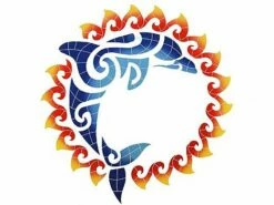 Artistry In Mosaics Dolphin Sun Medallion Mosaic | 36" X 36" | DSUMCOL