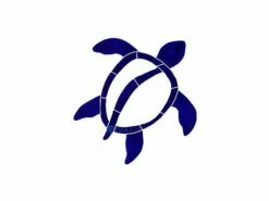 Artistry In Mosaics Islander Turtle Blue Mosaic | Small - 6" X 6" | TISBLUS