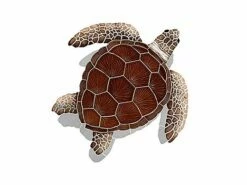 Artistry In Mosaics Loggerhead Turtle Brown With Shadow Mosaic | Medium - 16" X 15" | TLSBROM