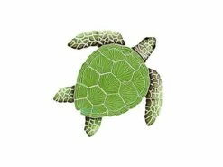 Artistry In Mosaics Loggerhead Turtle Green Mosaic | Small - 8" X 8" | TLOGRES