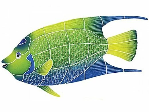 Artistry In Mosaics Queen Angel Fish Mosaic | Large - 11" X 17" | QAFYBLL 3 Artistry In Mosaics Queen Angel Fish Mosaic | Large - 11" X 17" | QAFYBLL