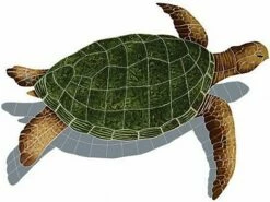 Artistry In Mosaics Sea Turtle Natural With Shadow Mosaic | Large - 24" X 33" | SESNATRL