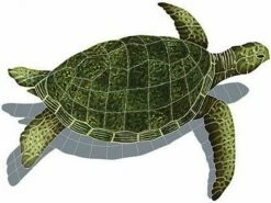 Artistry In Mosaics Sea Turtle Green With Shadow Mosaic | Large - 24" X 33" | SESGRERL