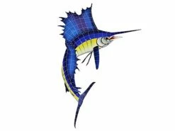 Artistry In Mosaics Sailfish Right Glass Mosaic | 60" X 42" | G-SARL