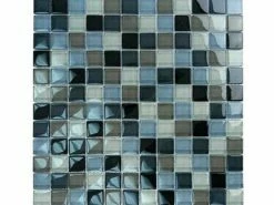Artistry In Mosaics Crystal Series - Black Charcoal Gray Taupe Blend Glass Tile | 1" X 1" | GC82323K1