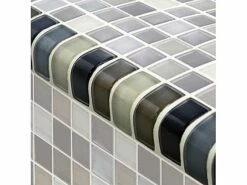 Artistry In Mosaics Crystal Series - Trim Black Charcoal Gray Taupe Blend Glass Tile | TRIM-GC82348K1