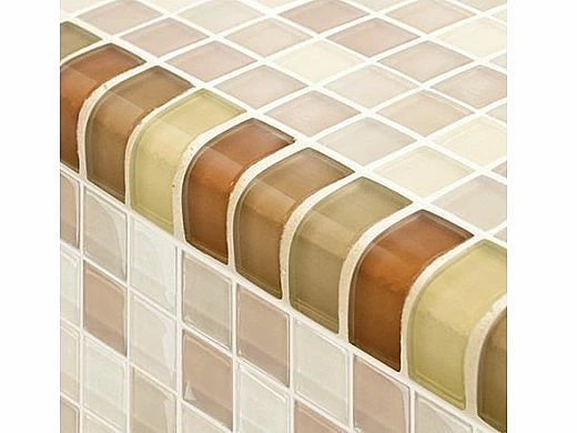 Artistry In Mosaics Crystal Series - Trim Khaki Tan Blend Glass Tile | TRIM-GC82348N1 3 Artistry In Mosaics Crystal Series - Trim Khaki Tan Blend Glass Tile | TRIM-GC82348N1