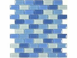 Artistry In Mosaics Crystal Series - Turquoise Cobalt Blue Blend Glass Tile | 1" X 2" | GC82348B3
