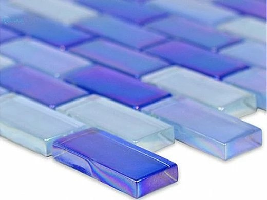 Artistry In Mosaics Crystal Iridescent - Bright Blue Blend Glass Tile | 1" X 2" | GC82348B7 6 Artistry In Mosaics Crystal Iridescent - Bright Blue Blend Glass Tile | 1" X 2" | GC82348B7 - Image 4