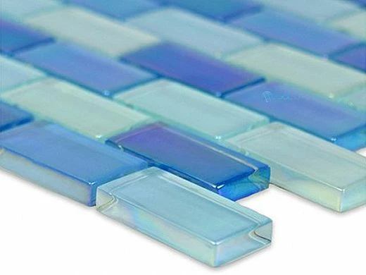 Artistry In Mosaics Crystal Iridescent Sky Blue Blend Glass Tile | 1x2 | GC82348B8 6 Artistry In Mosaics Crystal Iridescent Sky Blue Blend Glass Tile | 1x2 | GC82348B8 - Image 4