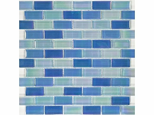 Artistry In Mosaics Crystal Iridescent Sky Blue Blend Glass Tile | 1x2 | GC82348B8 3 Artistry In Mosaics Crystal Iridescent Sky Blue Blend Glass Tile | 1x2 | GC82348B8