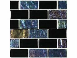 Artistry In Mosaics Twilight Series 1x2 Glass Tile | Black Brick | GT82348K5