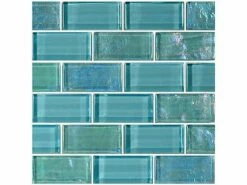 Artistry In Mosaics Twilight Series 1x2 Glass Tile | Turquoise Brick | GT82348T4