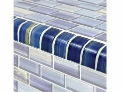 Artistry In Mosaics Watercolors Series 1x2 Trim Glass Tile | Blue | TRIM-GW82348B10