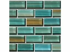 Artistry In Mosaics Watercolors Series 1x2 Glass Tile | Aqua Brick | GW82348T5