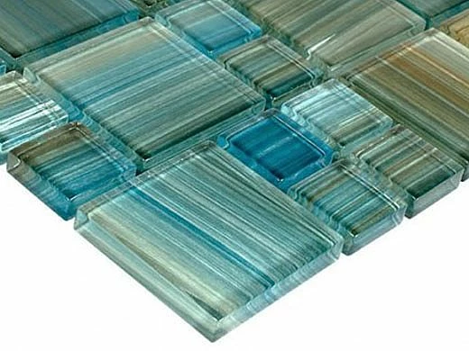 Artistry In Mosaics Watercolors Series Glass Tile | Aqua Mixed | GW8M2348T5 6 Artistry In Mosaics Watercolors Series Glass Tile | Aqua Mixed | GW8M2348T5 - Image 4