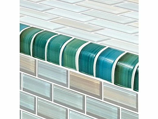 Artistry In Mosaics Watercolors Series 1x2 Trim Glass Tile | Aqua | TRIM-GW82348T5 3 Artistry In Mosaics Watercolors Series 1x2 Trim Glass Tile | Aqua | TRIM-GW82348T5