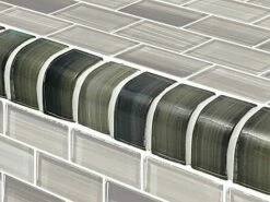 Artistry In Mosaics Watercolors Series 1x2 Trim Glass Tile | Charcoal | TRIM-GW8M2348K6