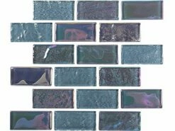 National Pool Tile Equinox 1x2 Glass Tile | Black Steel | EQX-OBSIDIAN1X2