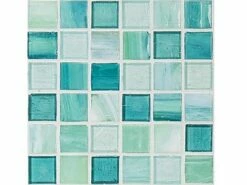 National Pool Tile Santorini Series 1x1 Glass Tile | Cerulean Aqua | SAN-AQUA