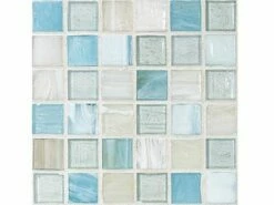 National Pool Tile Santorini Series 1x1 Glass Tile | Argent Blue | SAN-BLUE