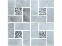 National Pool Tile Fusion Mosaic Quartz With Glass Tile | Grey Quartz | FS-PINWHEELGQ