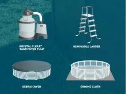 Intex Graphite Gray Panel Pools Above Ground Pool Package | 15' 8" Round X 49" Tall | 26383EH -Hayward Shop 179615 0 2020423123339