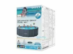 Intex Graphite Gray Panel Pools Above Ground Pool Package | 18' 8" Round X 52" Tall | 26387EH -Hayward Shop 183049 0 2021512103637