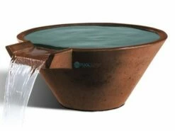 Slick Rock Concrete 22" Conical Cascade Water Bowl | Adobe | Copper Spillway | KCC22CSPC-ADOBE