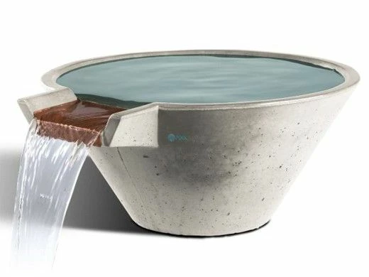 Slick Rock Concrete 34" Conical Cascade Water Bowl | Great White | Copper Spillway | KCC34CSPC-GREATWHITE 7 Slick Rock Concrete 34" Conical Cascade Water Bowl | Great White | Copper Spillway | KCC34CSPC-GREATWHITE - Image 5