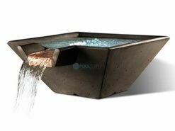 Slick Rock Concrete 22" Square Cascade Water Bowl | Coal Gray | Copper Spillway | KCC22SSPC-COALGRAY