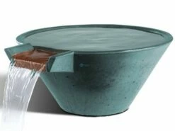 Slick Rock Concrete 22" Conical Cascade Water Bowl | Denim | Stainless Steel Spillway | KCC22CSPSS-DENIM