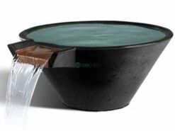 Slick Rock Concrete 29" Conical Cascade Water Bowl | Onyx | Stainless Steel Spillway | KCC29CSPSS-ONYX