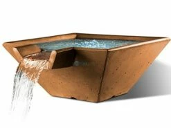 Slick Rock Concrete 29" Square Cascade Water Bowl | Copper | Copper Spillway | KCC29SSPC-COPPER