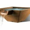 Slick Rock Concrete 34" Square Cascade Water Bowl | Rust Buff | Copper Spillway | KCC34SSPC-RUSTBUFF