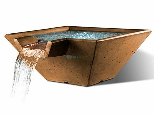 Slick Rock Concrete 34" Square Cascade Water Bowl | Rust Buff | Copper Spillway | KCC34SSPC-RUSTBUFF 3 Slick Rock Concrete 34" Square Cascade Water Bowl | Rust Buff | Copper Spillway | KCC34SSPC-RUSTBUFF