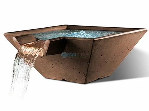 Slick Rock Concrete 34" Square Cascade Water Bowl | Mahogany | Stainless Steel Spillway | KCC34SSPSS-MAHOGANY 3 Slick Rock Concrete 34" Square Cascade Water Bowl | Mahogany | Stainless Steel Spillway | KCC34SSPSS-MAHOGANY