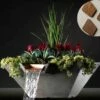 Slick Rock Concrete 29" Square Cascade Water Bowl + Planter | Rust Buff | Copper Scupper | KCC29SSCC-RUSTBUFF